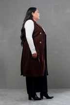 Maxi chaleco de paño Celine Marron