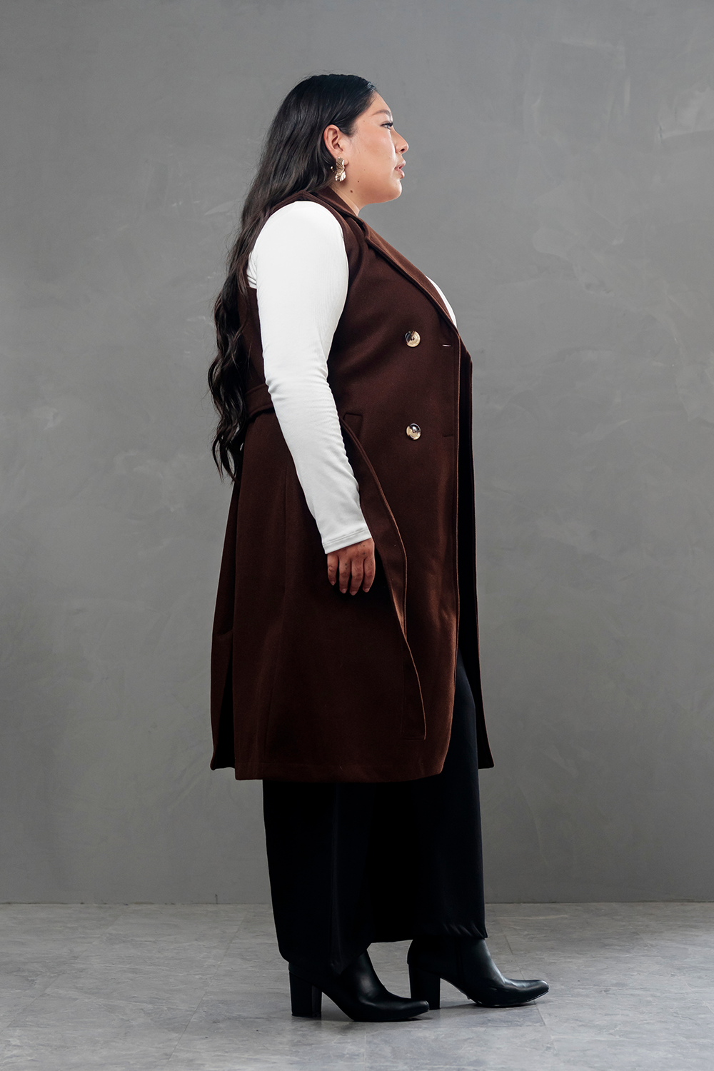 Maxi chaleco de paño Celine Marron