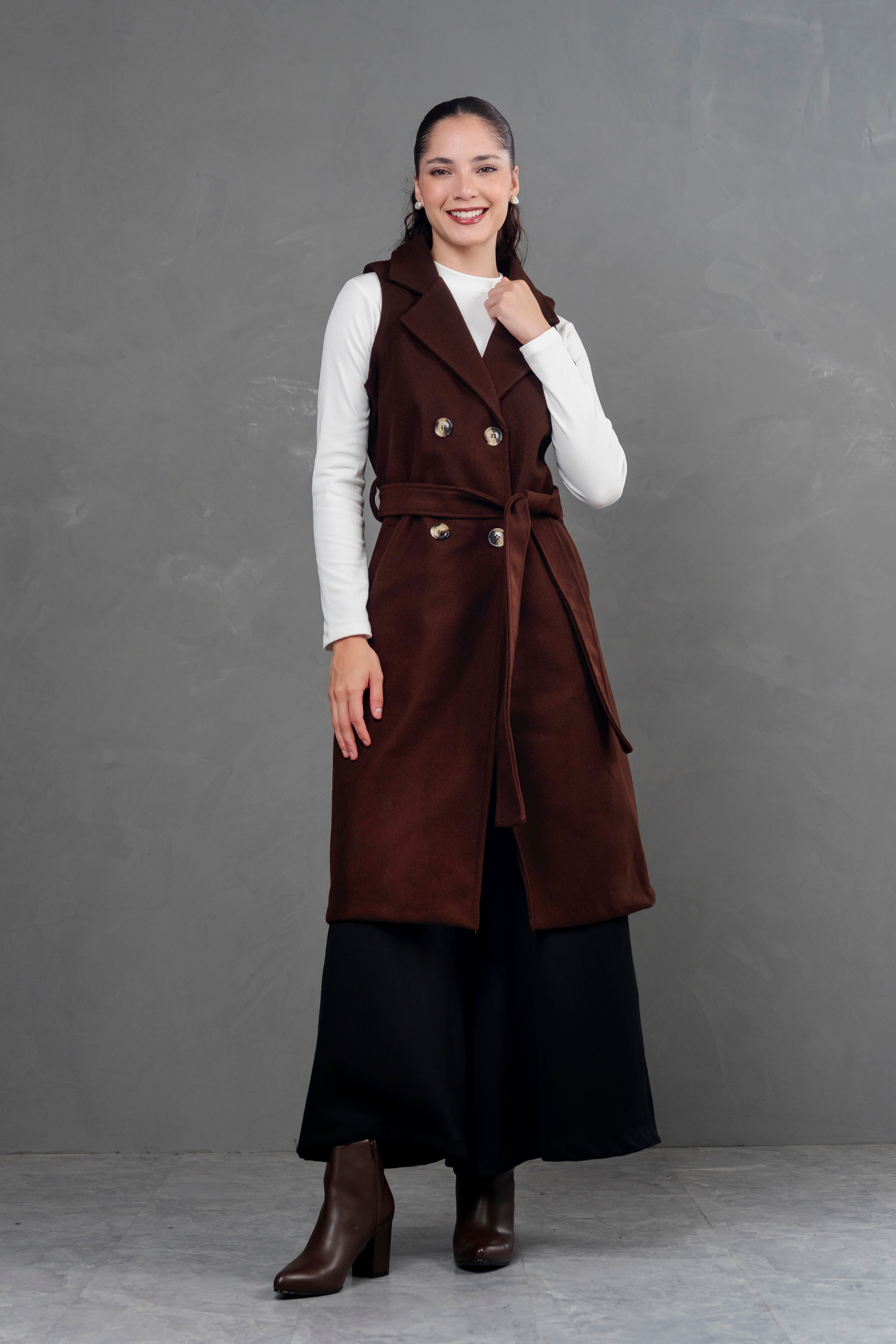 Maxi chaleco de paño Celine Marron