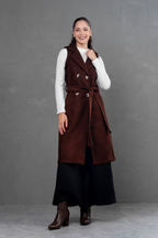 Maxi chaleco de paño Celine Marron