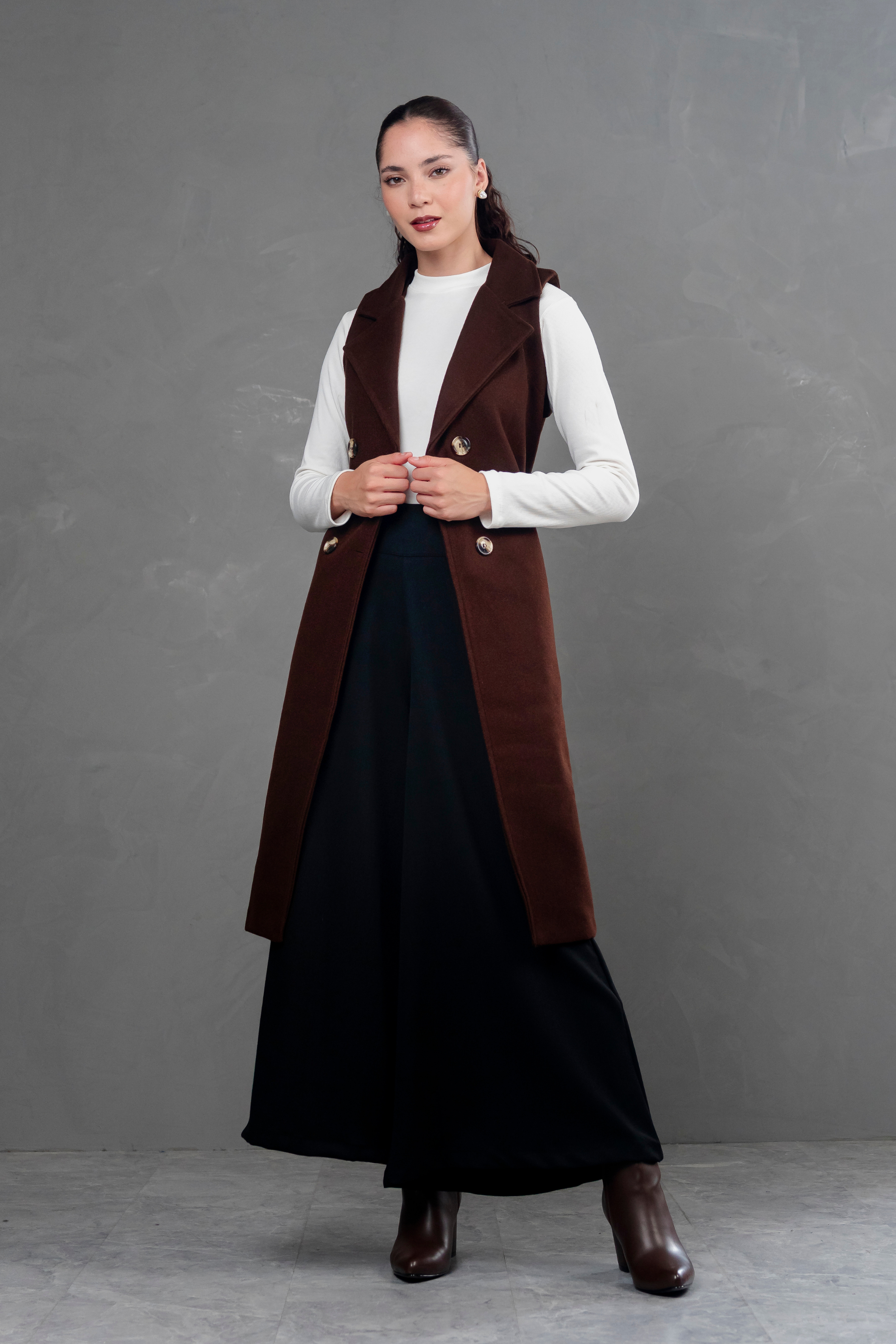 Maxi chaleco de paño Celine Marron