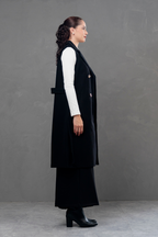 Maxi chaleco de paño Celine negro