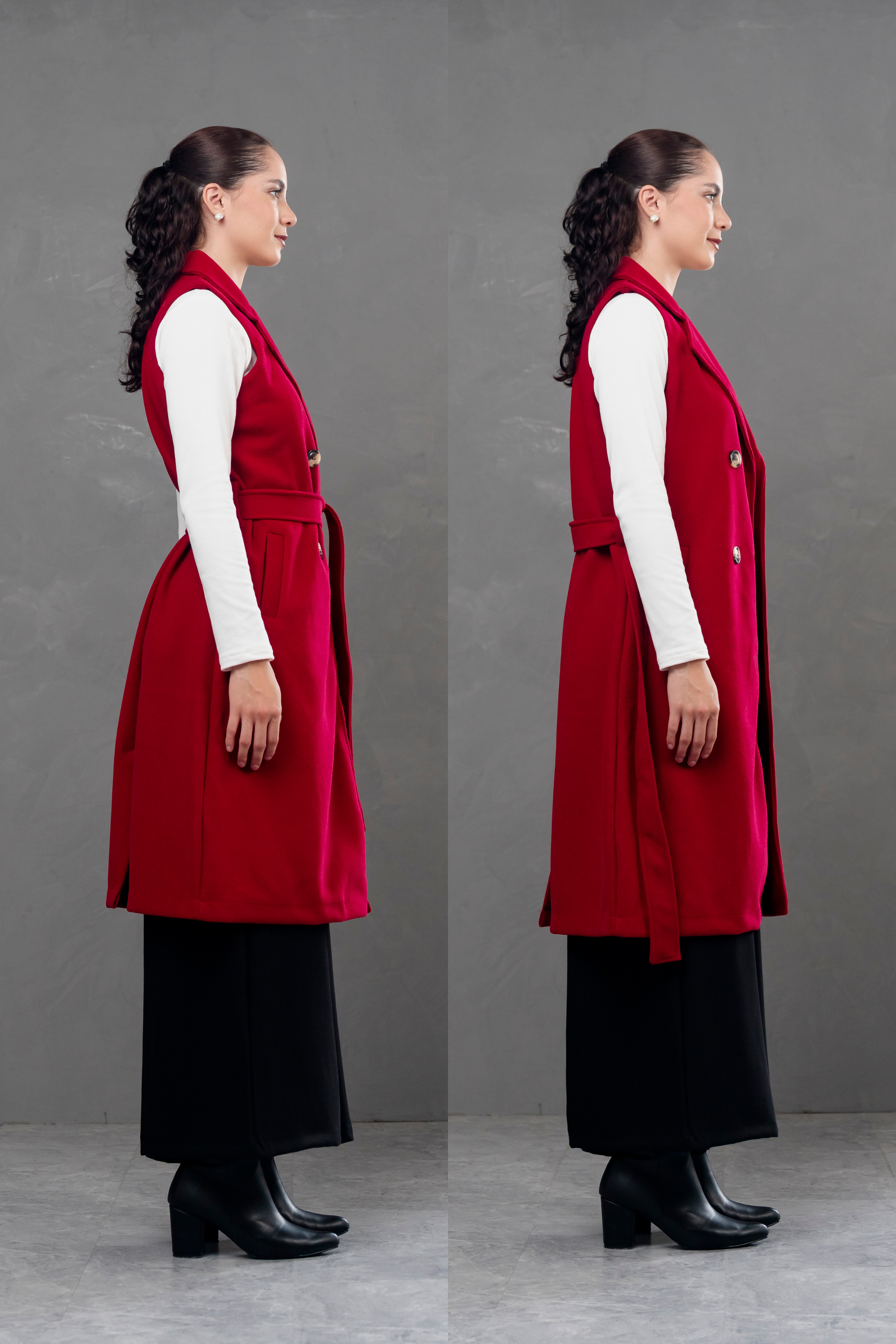 Maxi chaleco de paño Celine rojo vino