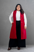 Maxi chaleco de paño Celine rojo vino