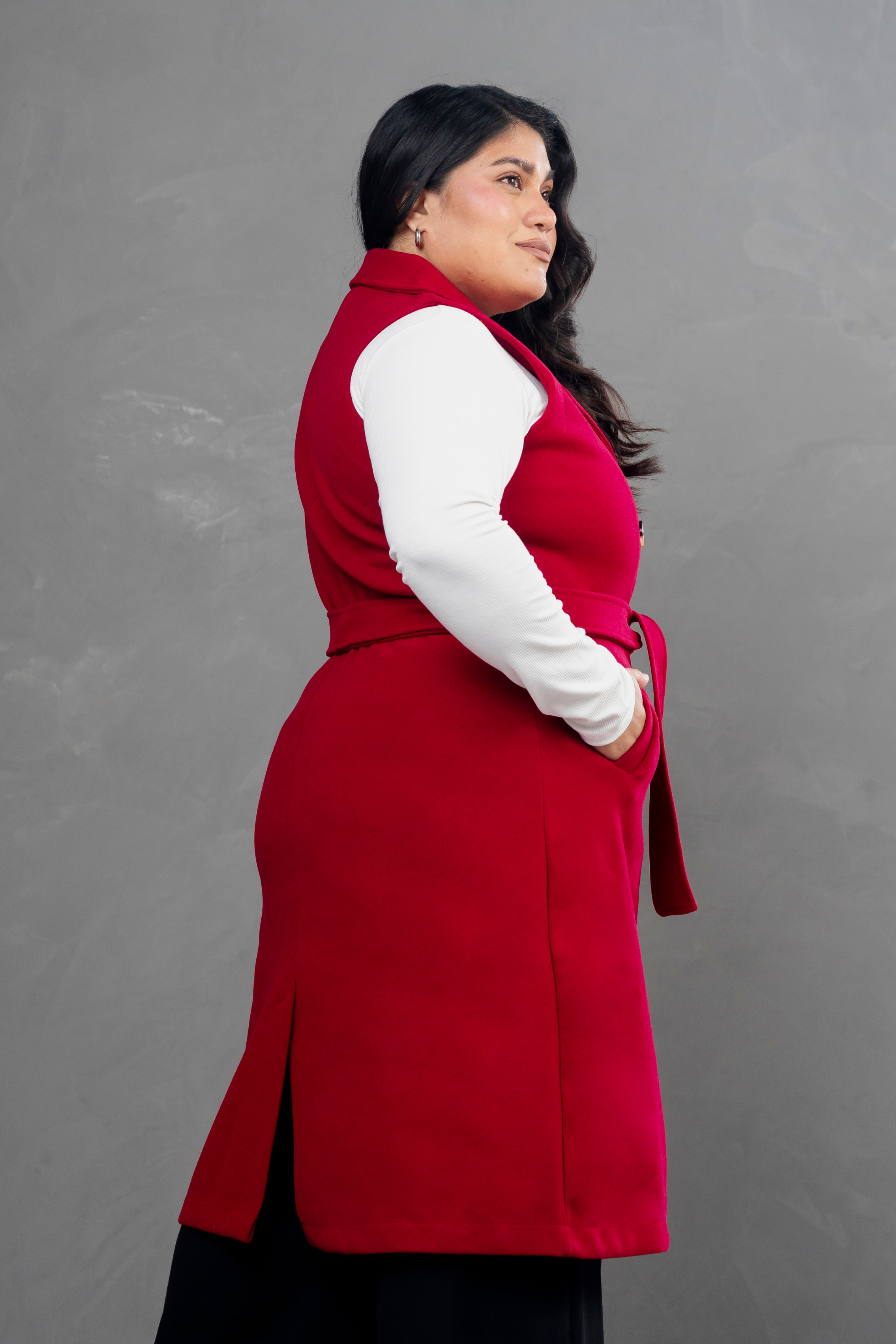Maxi chaleco de paño Celine rojo vino