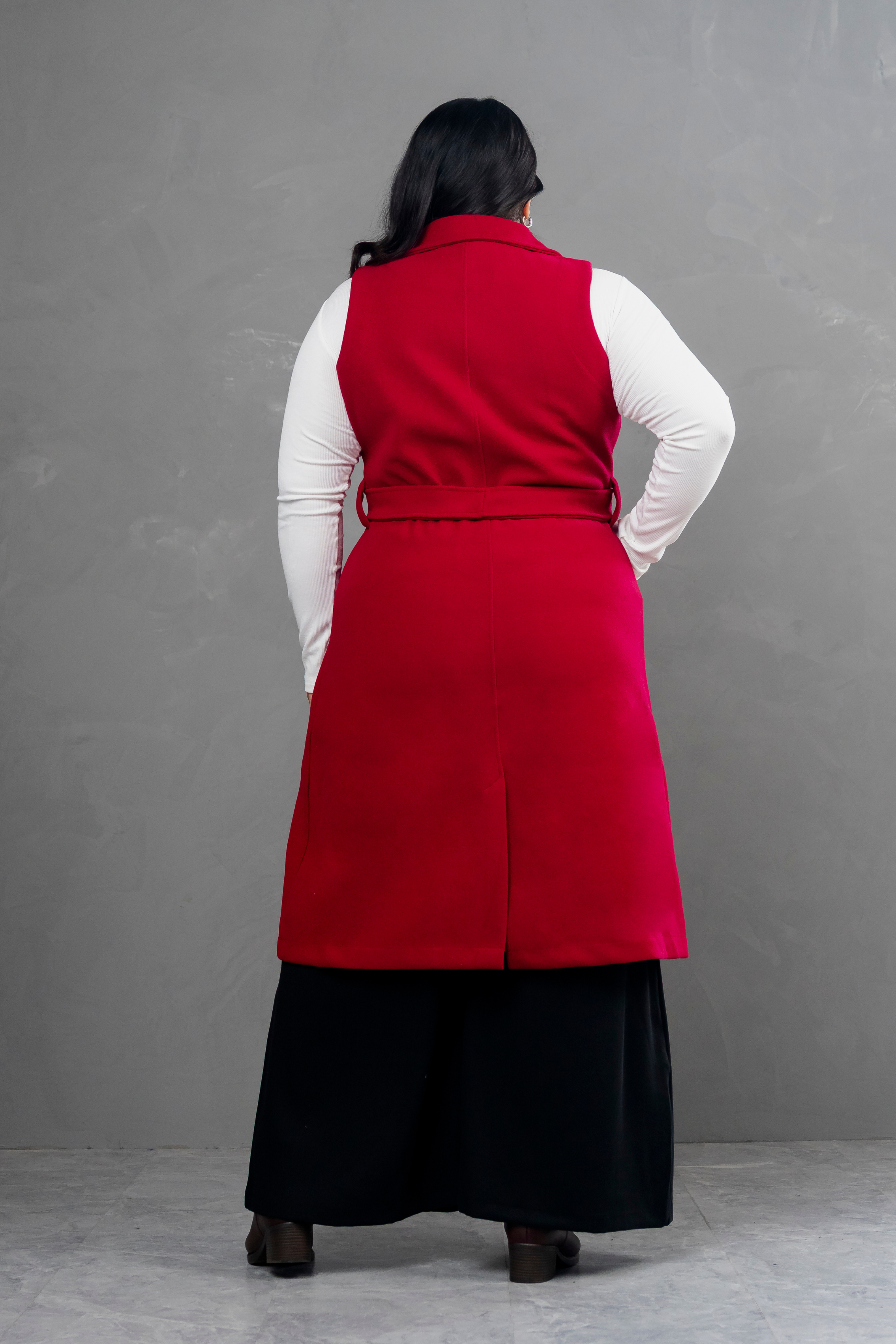 Maxi chaleco de paño Celine rojo vino