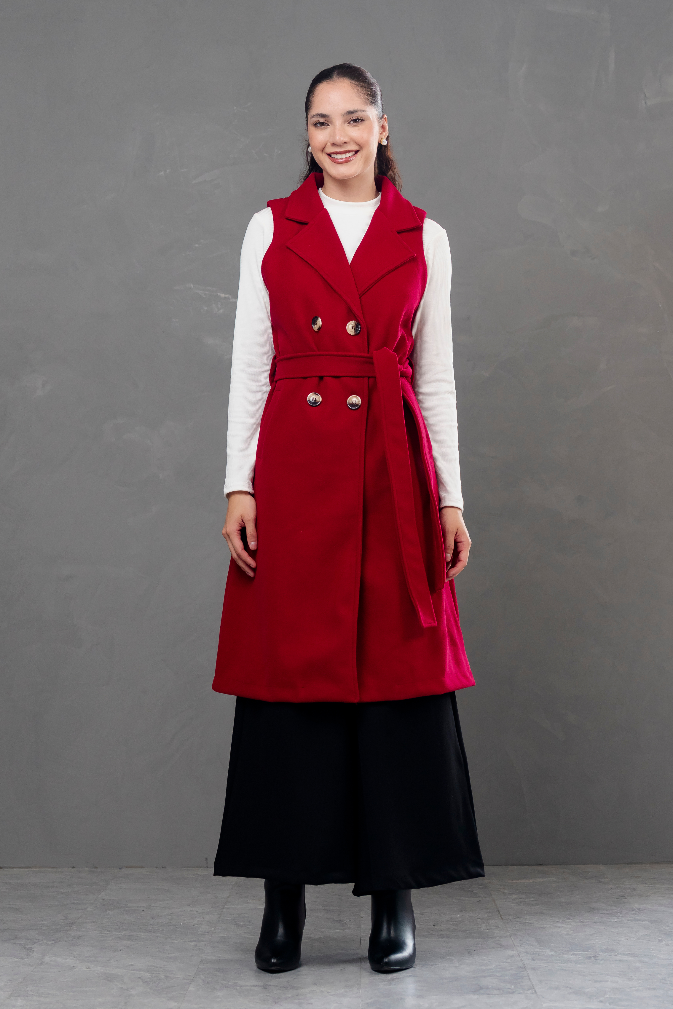 Maxi chaleco de paño Celine rojo vino