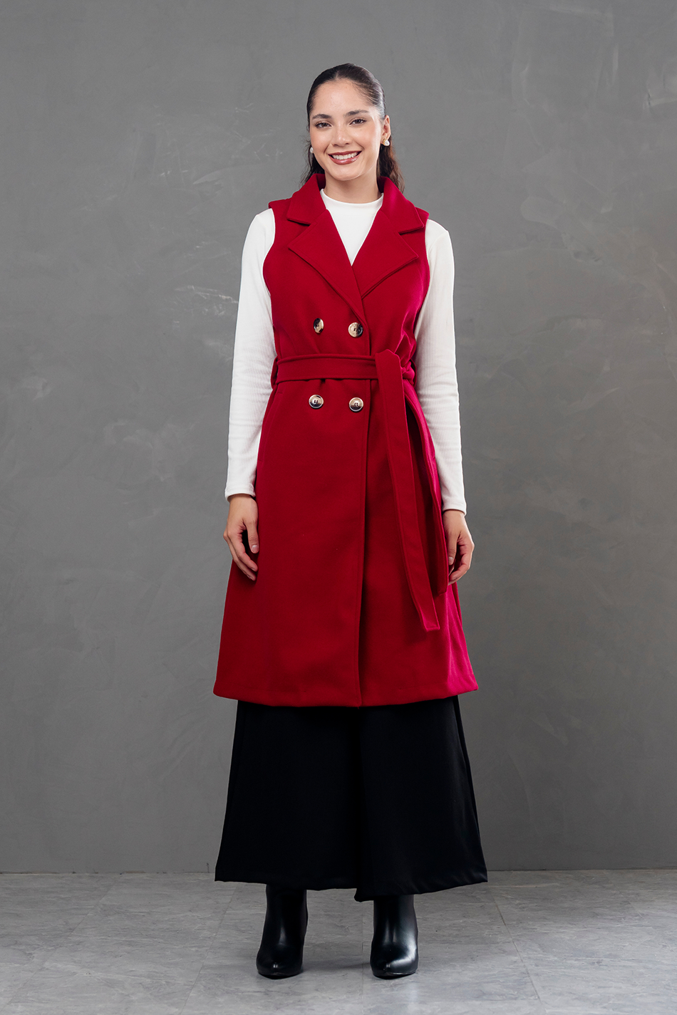 Maxi chaleco de paño Celine rojo vino