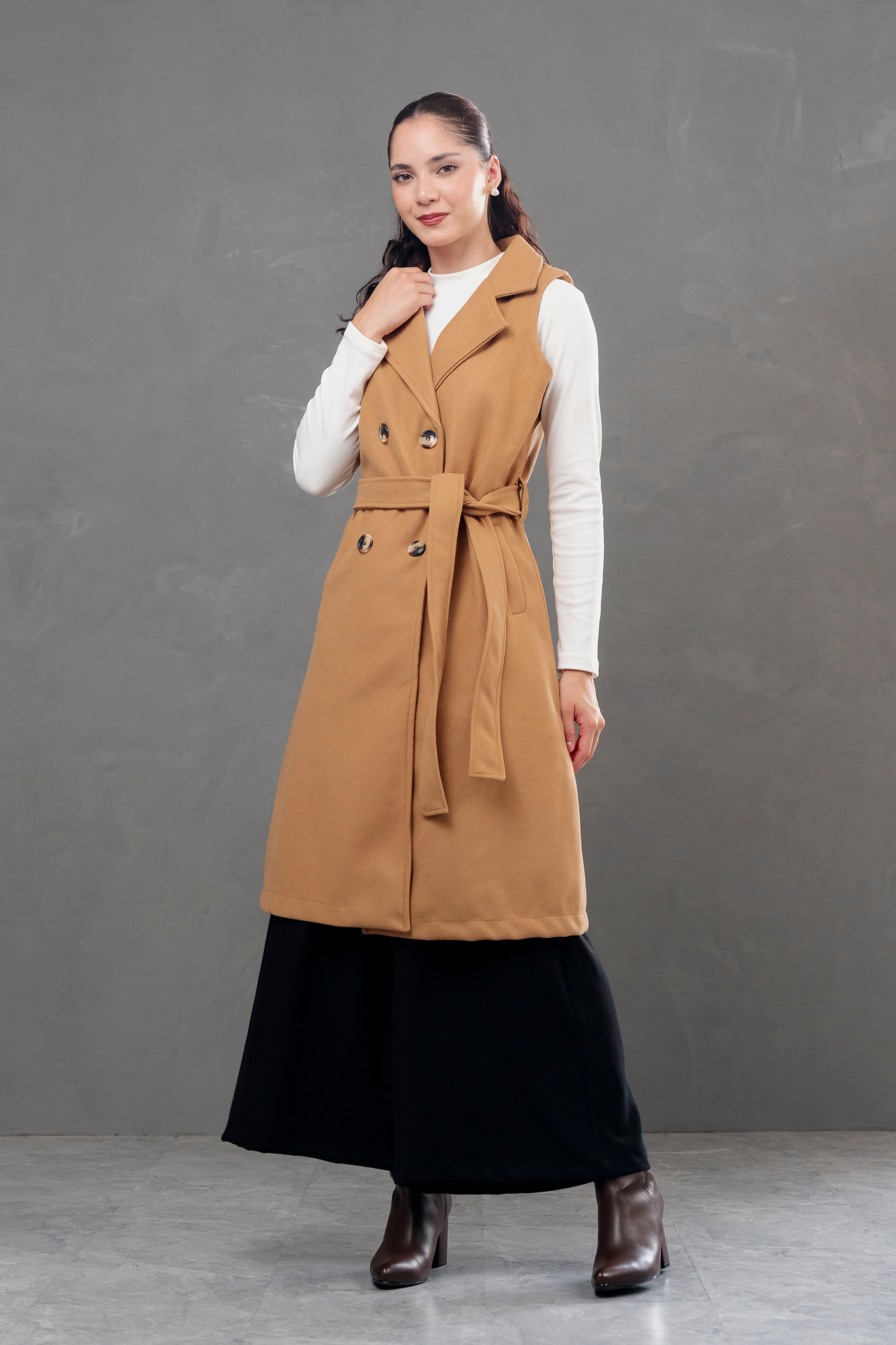 Maxi chaleco de paño Celine Beige