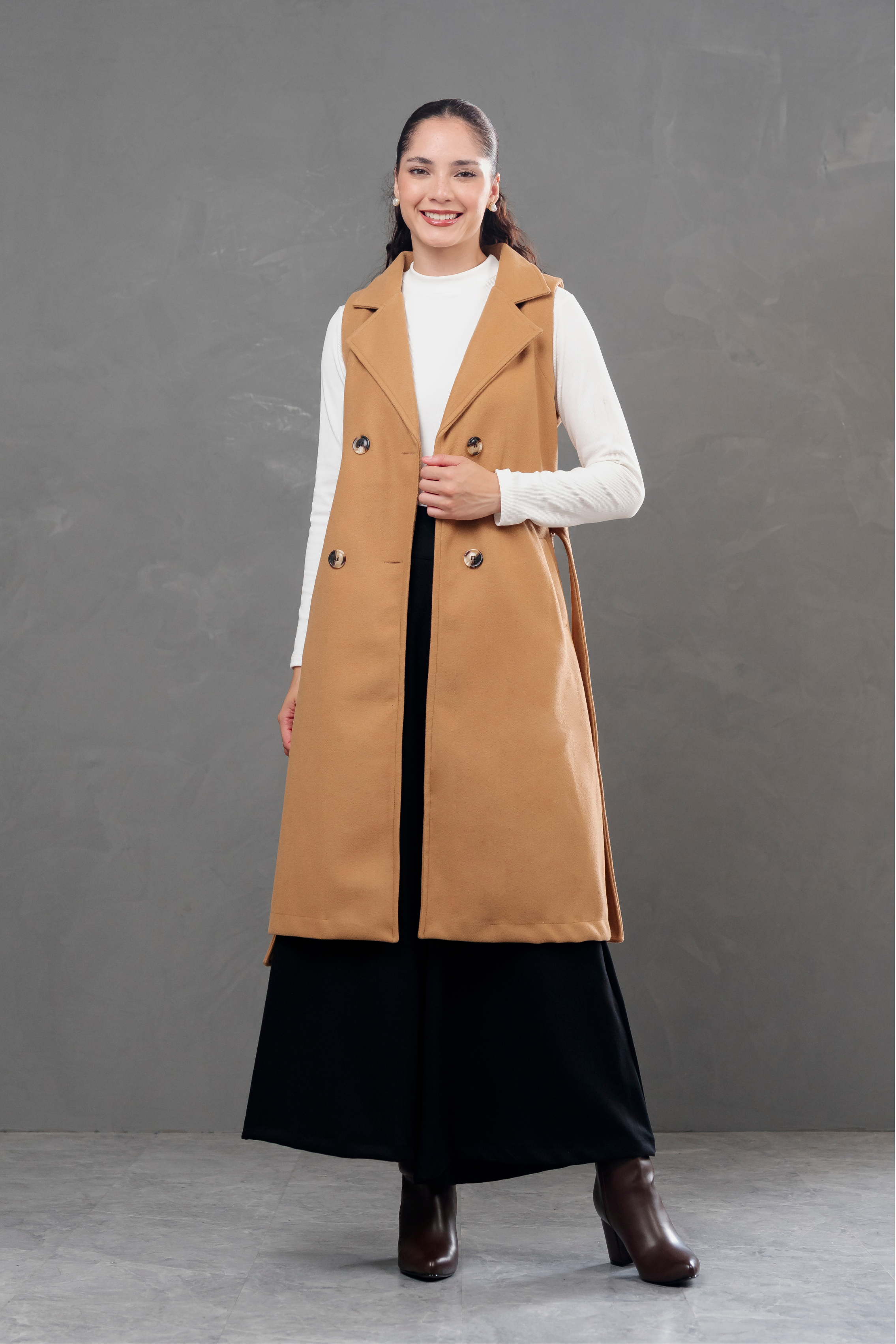 Maxi chaleco de paño Celine Beige