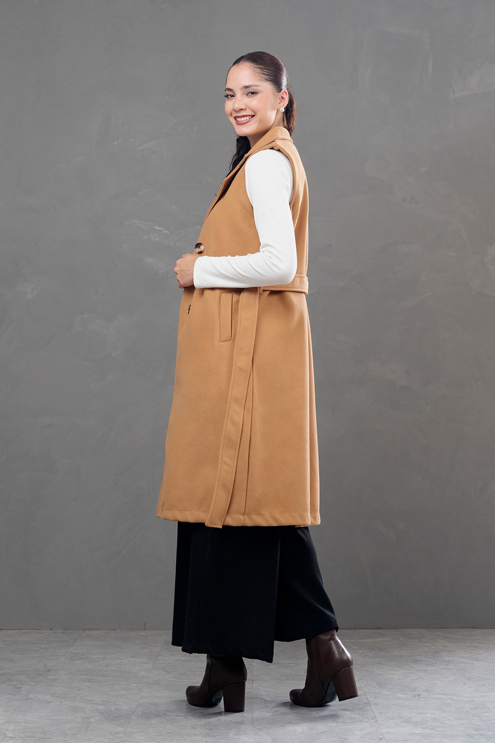 Maxi chaleco de paño Celine Beige