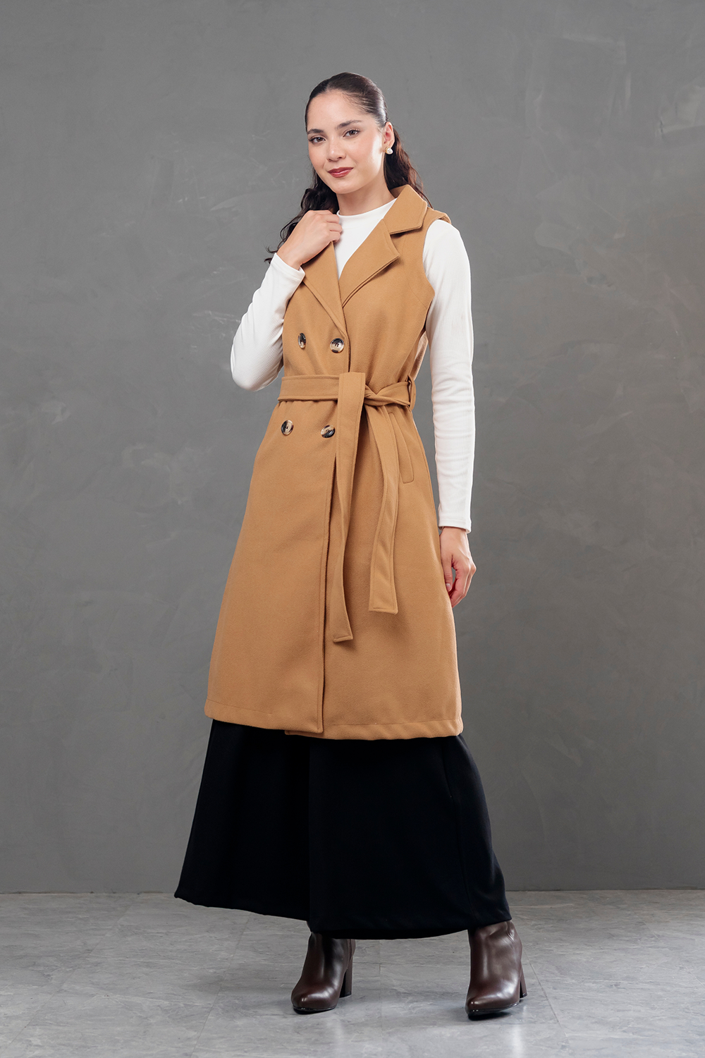 Maxi chaleco de paño Celine Beige