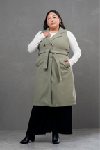 Maxi chaleco de paño Celine verde
