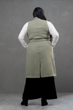Maxi chaleco de paño Celine verde