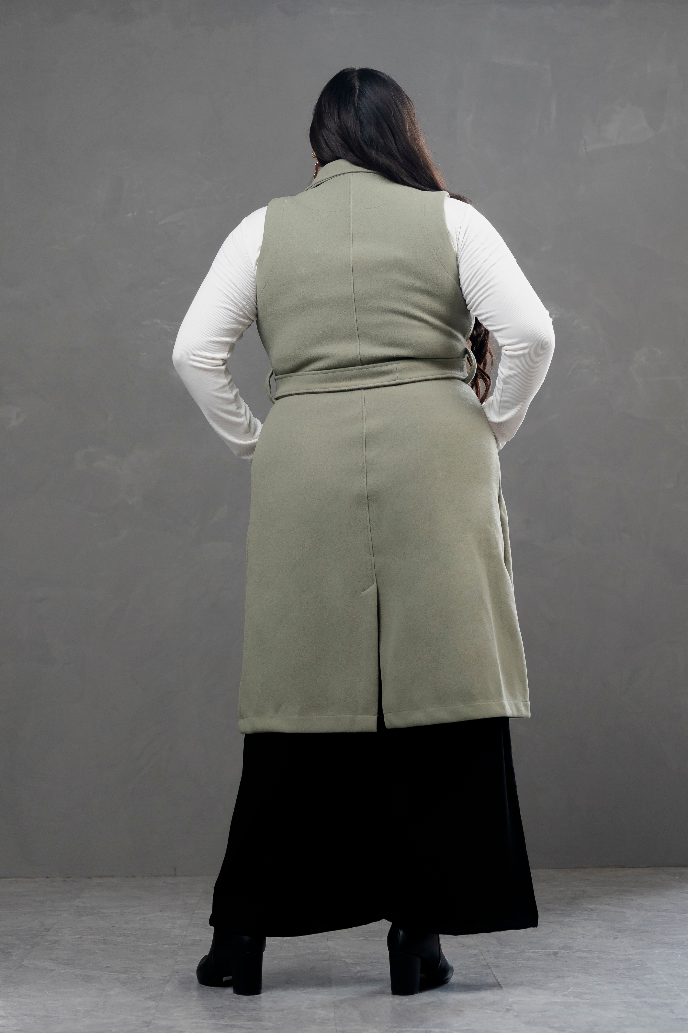 Maxi chaleco de paño Celine verde