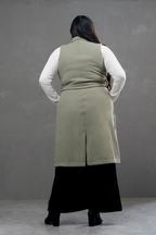 Maxi chaleco de paño Celine verde
