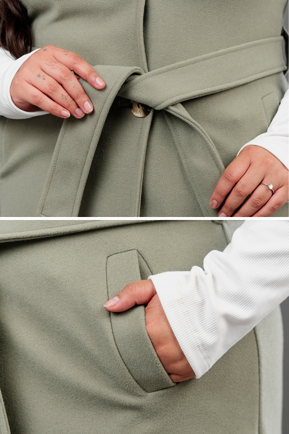 Maxi chaleco de paño Celine verde