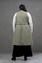 Maxi chaleco de paño Celine verde