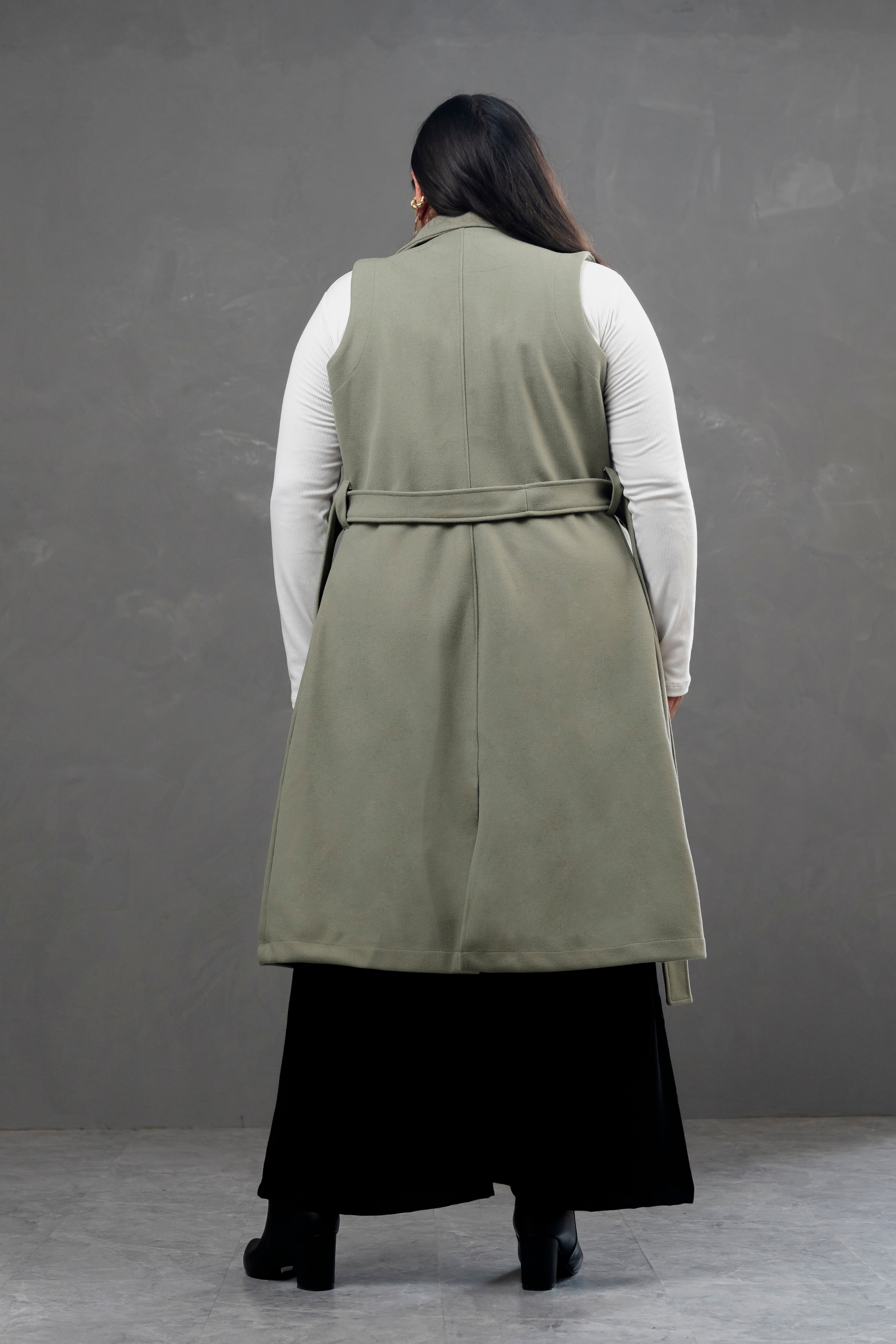 Maxi chaleco de paño Celine verde