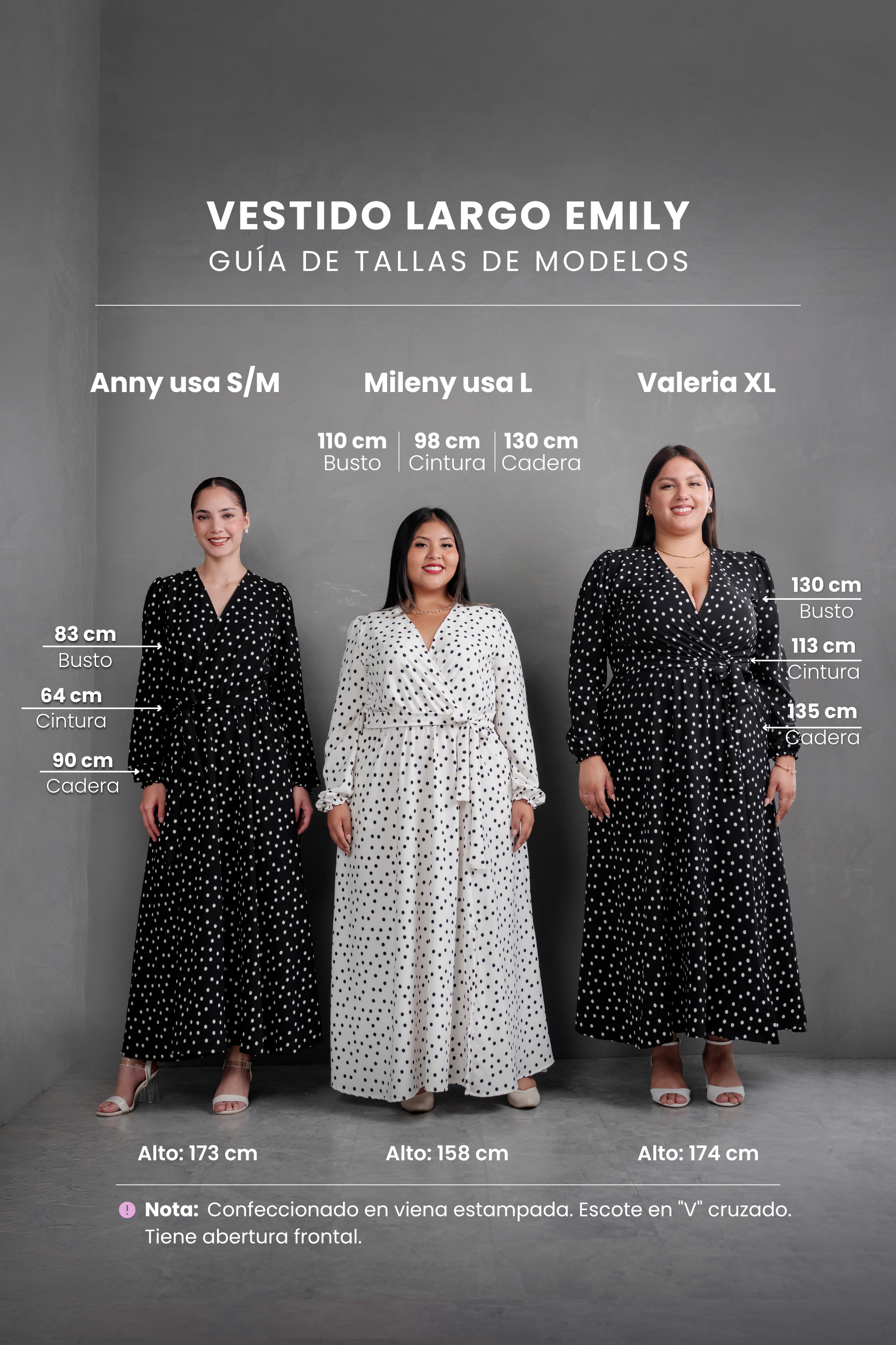 Vestido Largo Emily Polka blanco