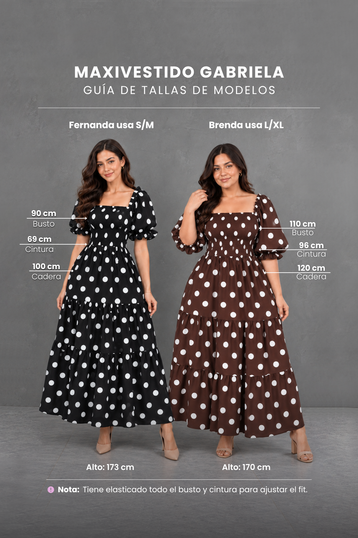 Maxivestido Gabriela Polka Dots Negro