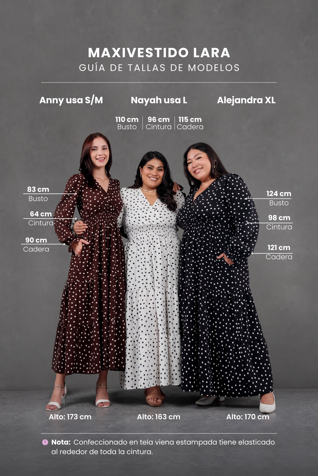 Maxivestido Lara Polka Dots marron
