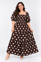 Maxivestido Gabriela Polka Dots Marrón