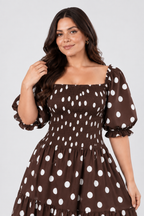 Maxivestido Gabriela Polka Dots Marrón
