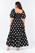 Maxivestido Gabriela Polka Dots Negro