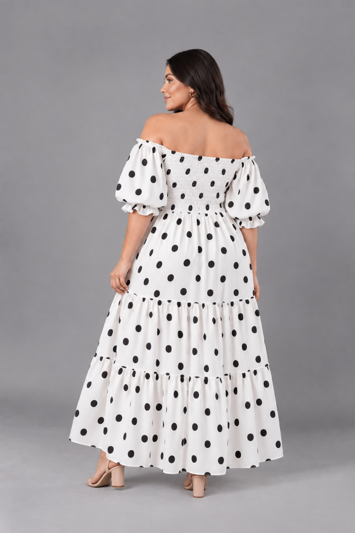Maxivestido Gabriela Polka Dots Blanco