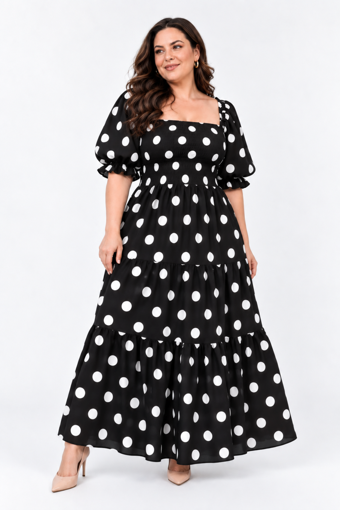 Maxivestido Gabriela Polka Dots Negro
