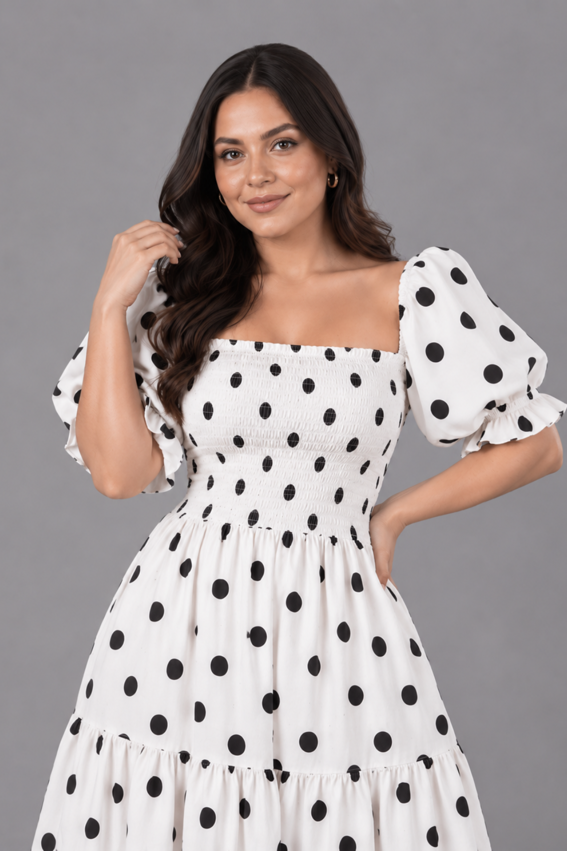 Maxivestido Gabriela Polka Dots Blanco
