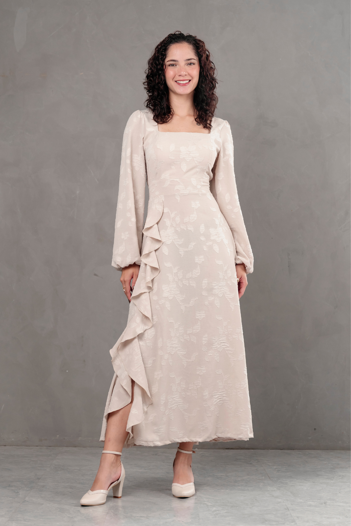 Maxivestido Agatha manga larga