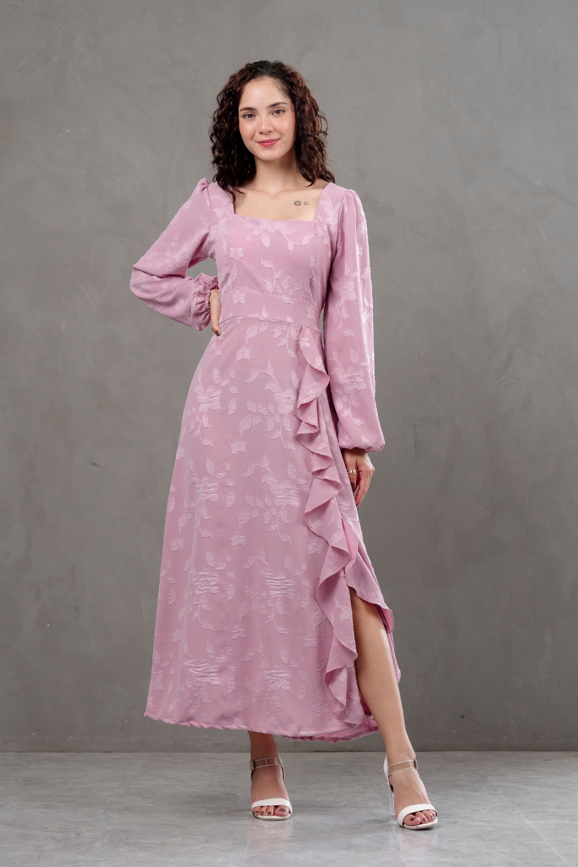 Maxivestido Agatha manga larga