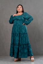 Maxivestido manga larga de gasa Aurora