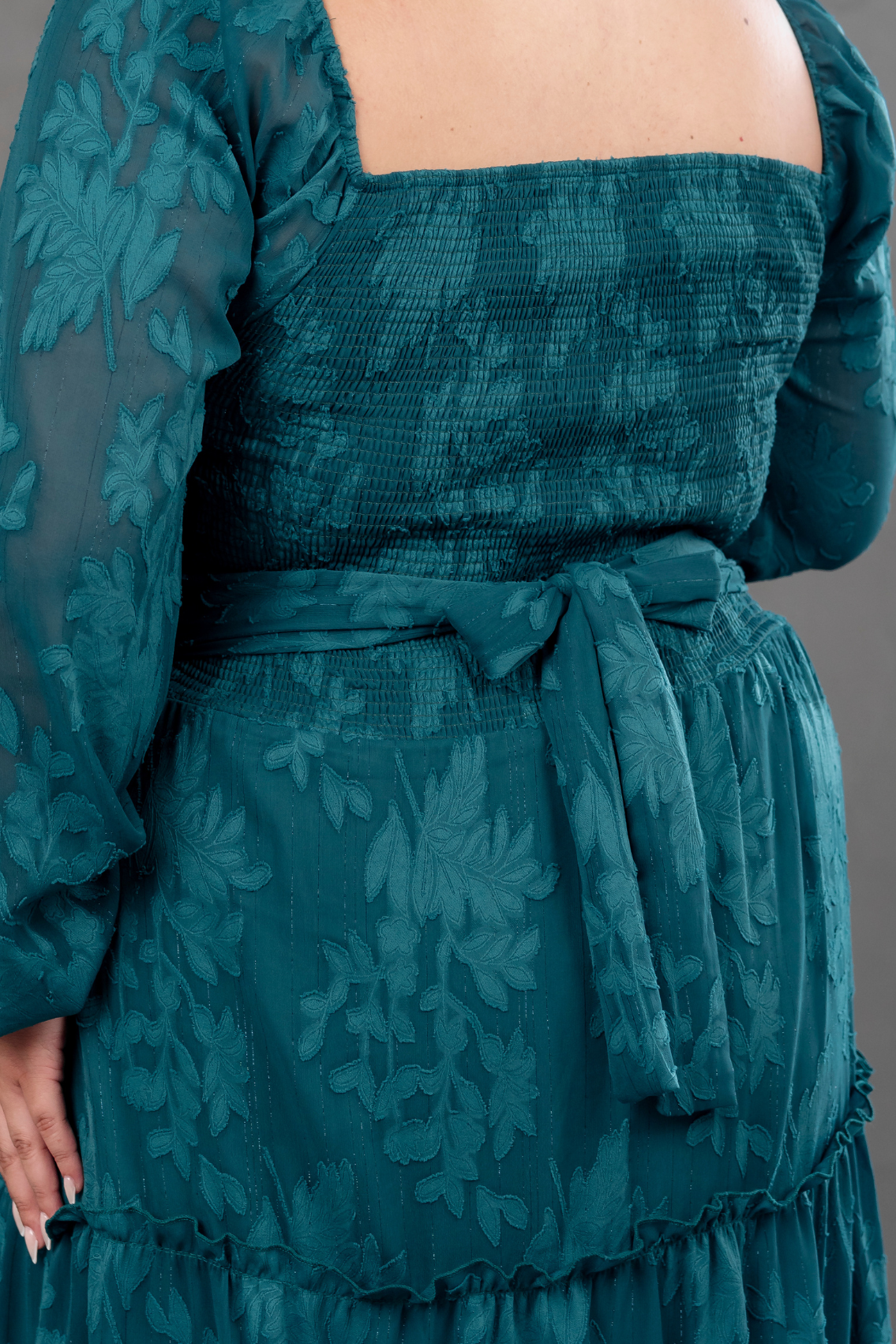 Maxivestido manga larga de gasa Aurora