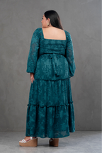 Maxivestido manga larga de gasa Aurora