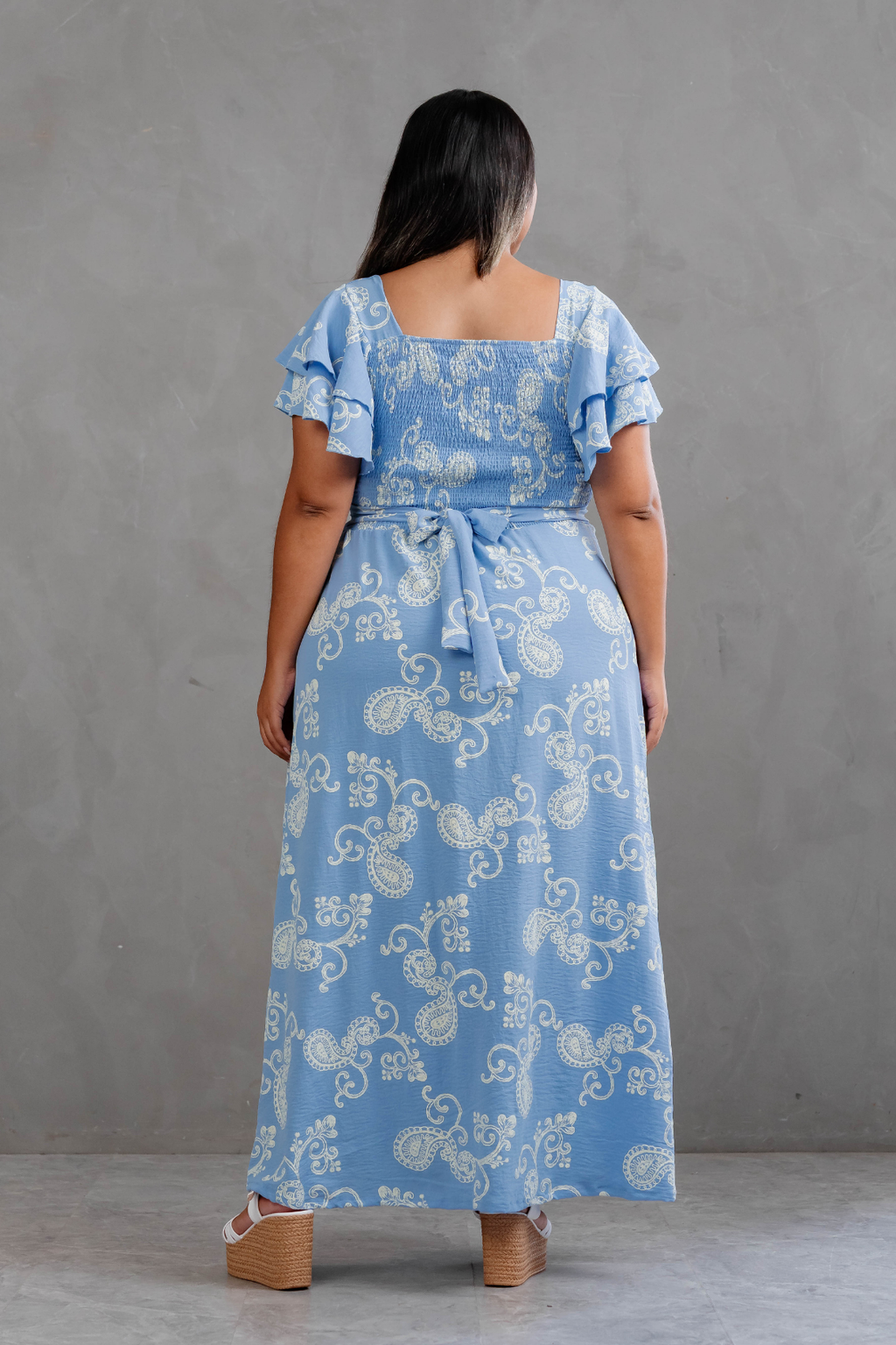 Maxivestido Agatha Paisley con vuelos