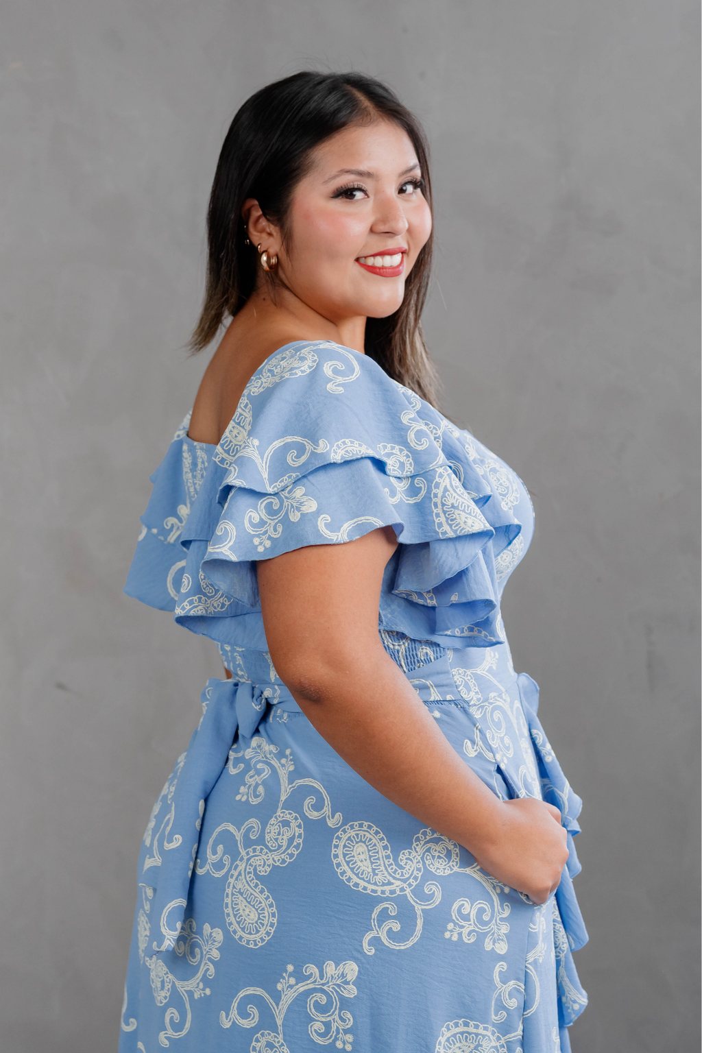 Maxivestido Agatha Paisley con vuelos