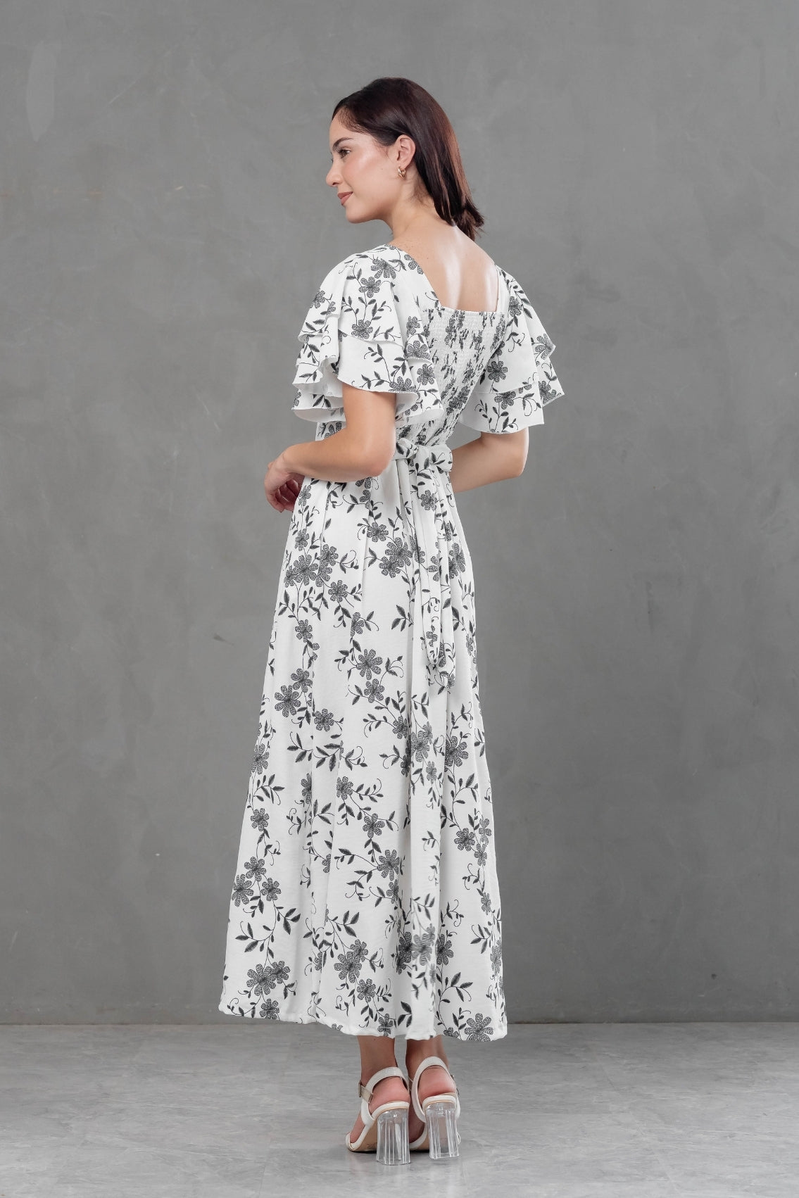 Maxivestido Agatha floral con escote cuadrado