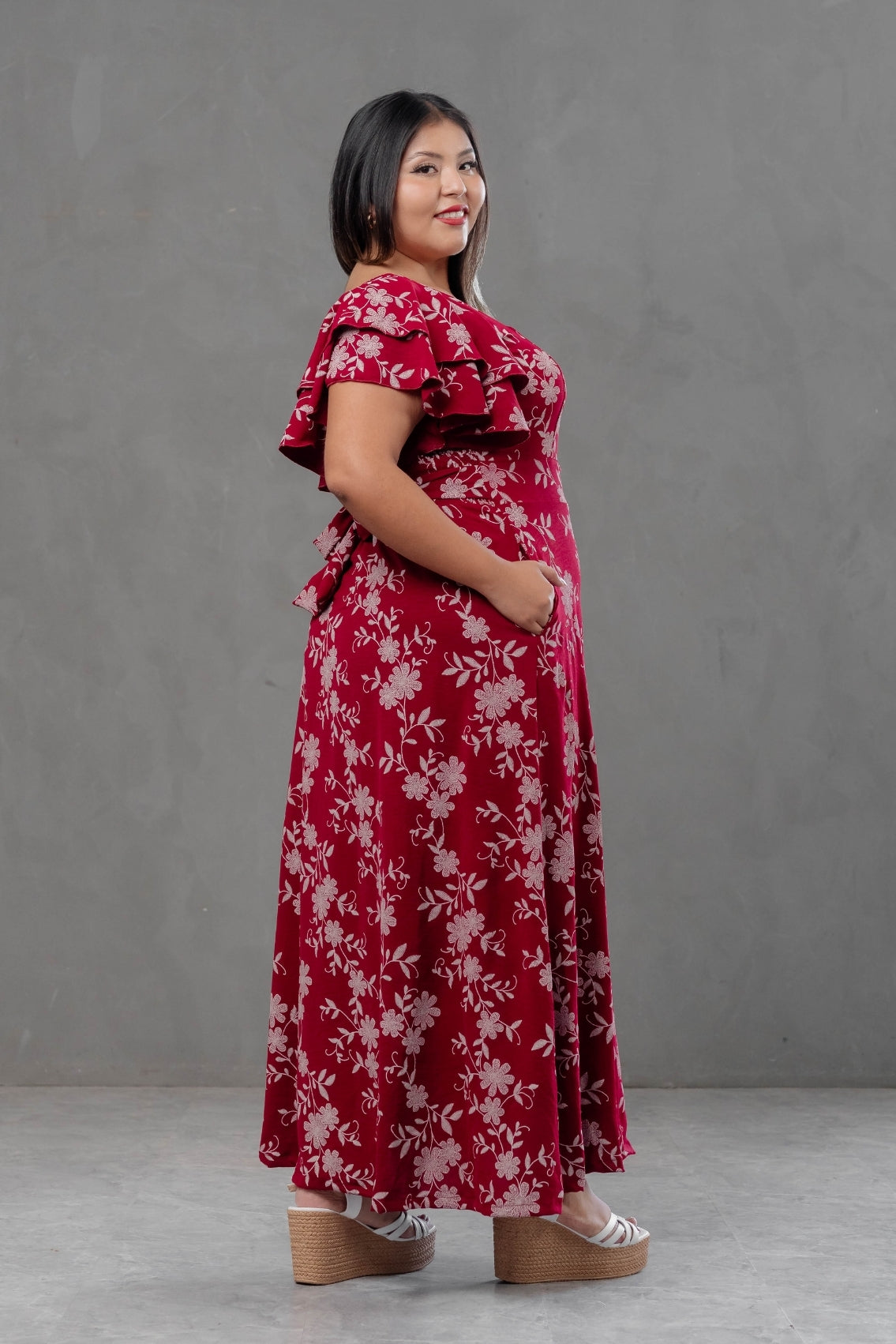 Maxivestido Agatha floral con escote cuadrado