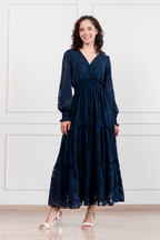 Maxivestido manga larga de gasa Amarisse