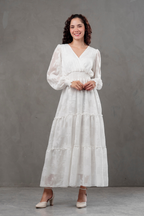 Maxivestido manga larga de gasa Amarisse