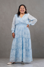 Maxivestido manga larga de gasa Amarisse