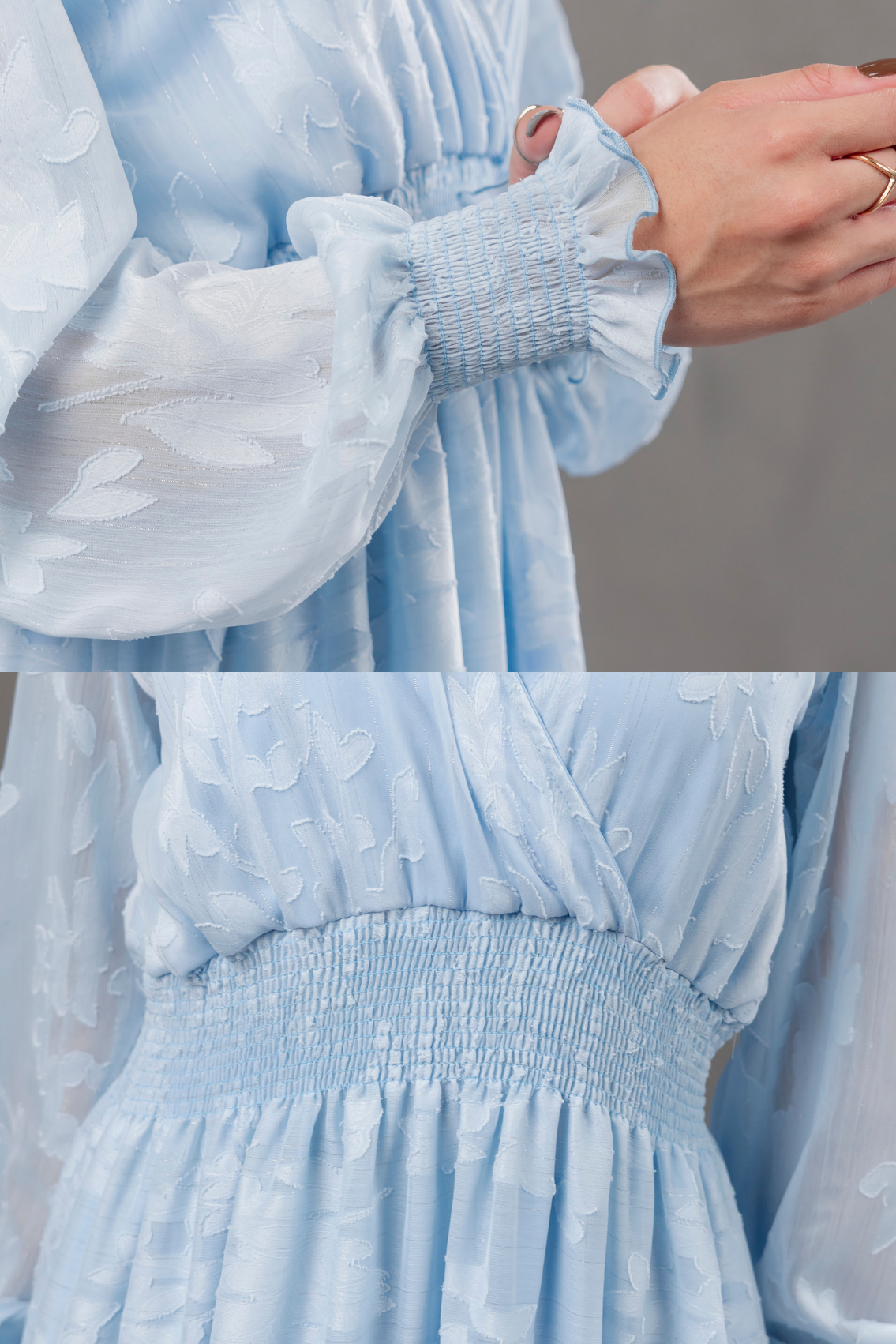 Maxivestido manga larga de gasa Amarisse