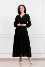 Maxivestido manga larga de gasa Amarisse