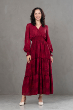 Maxivestido manga larga de gasa Amarisse