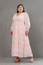 Maxivestido manga larga de gasa Amarisse