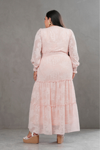 Maxivestido manga larga de gasa Amarisse