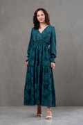 Maxivestido manga larga de gasa Amarisse